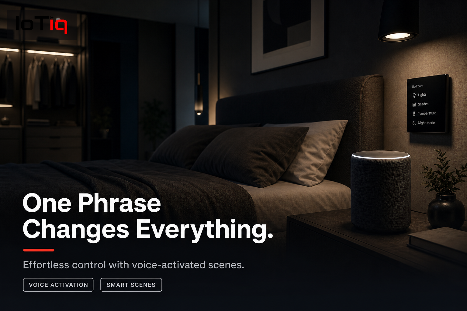 Smart home with outdoor security features and vacation mode automation.