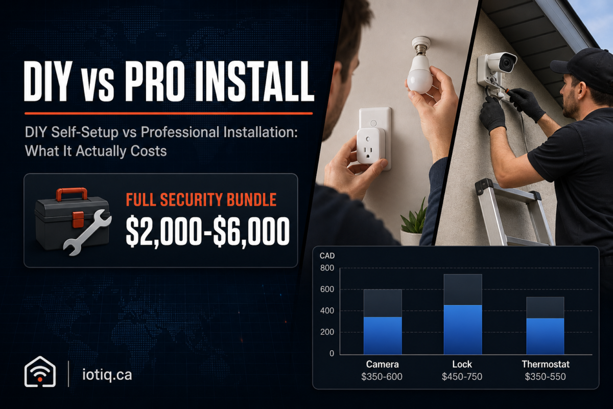DIY self-installed smart home devices versus professional installation cost comparison, whole-home security bundle from $2,000 to $6,000