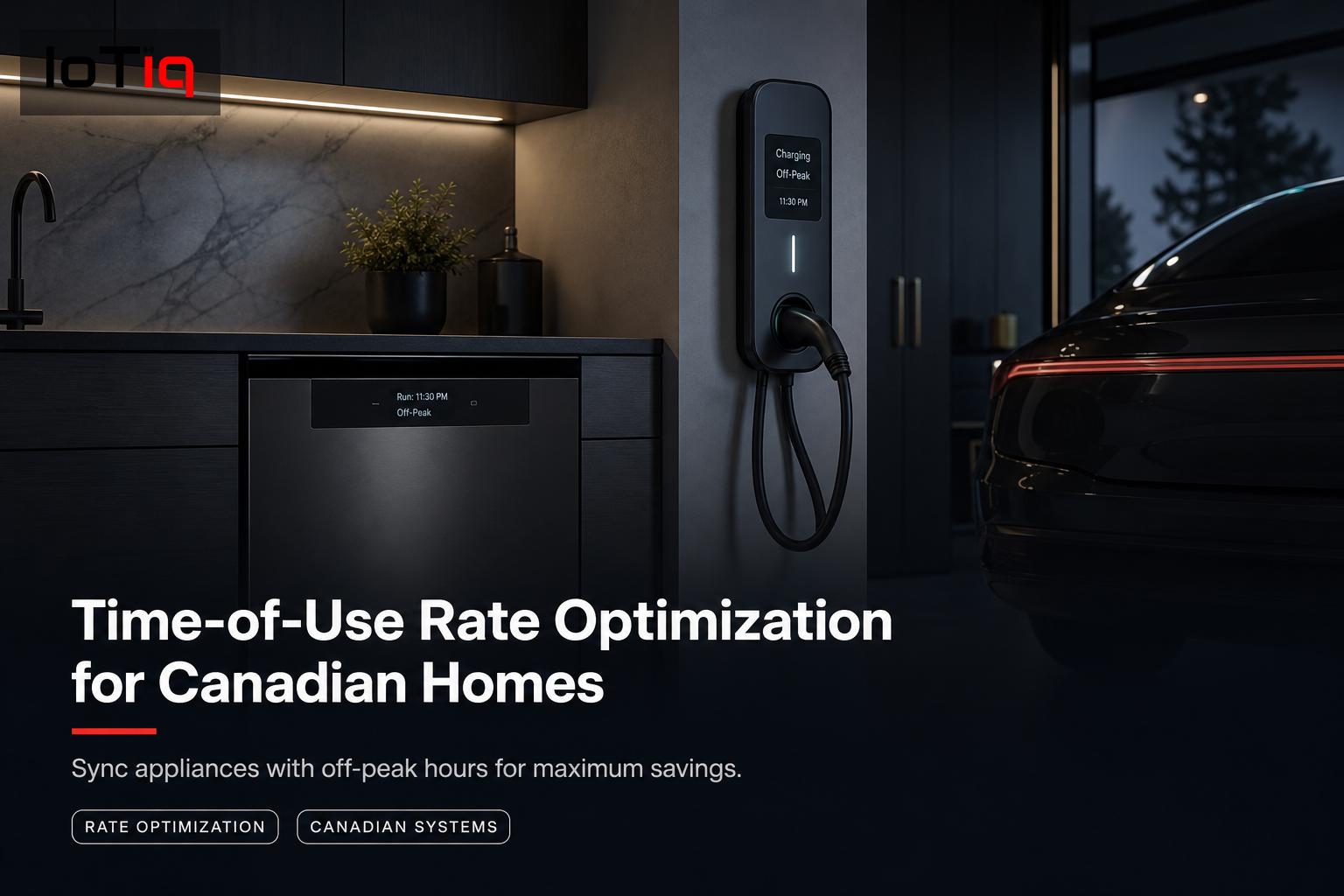 Modern kitchen appliances with emphasis on energy-efficient usage during off-peak hours.