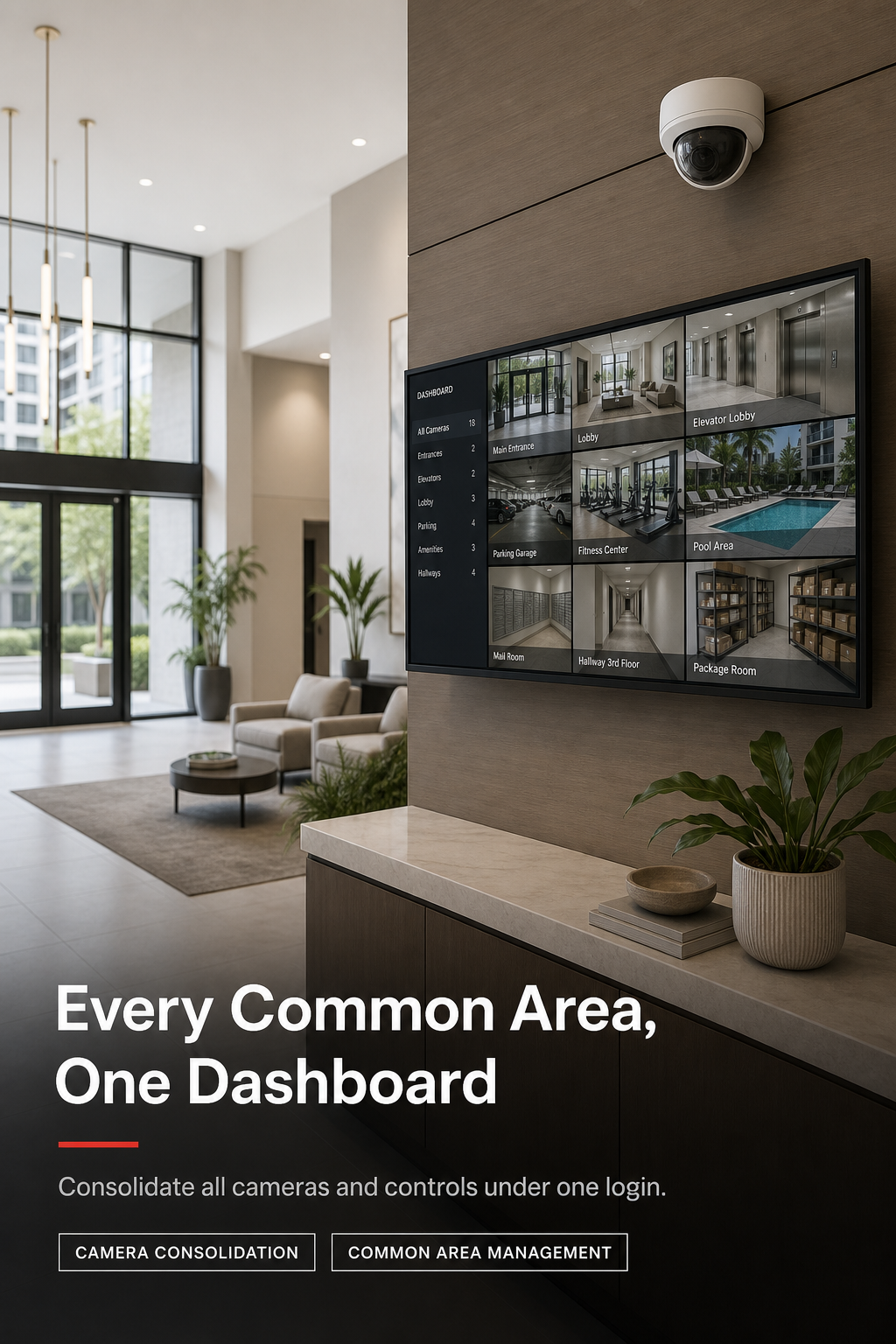 A property manager administering multiple condo blocks from one screen.