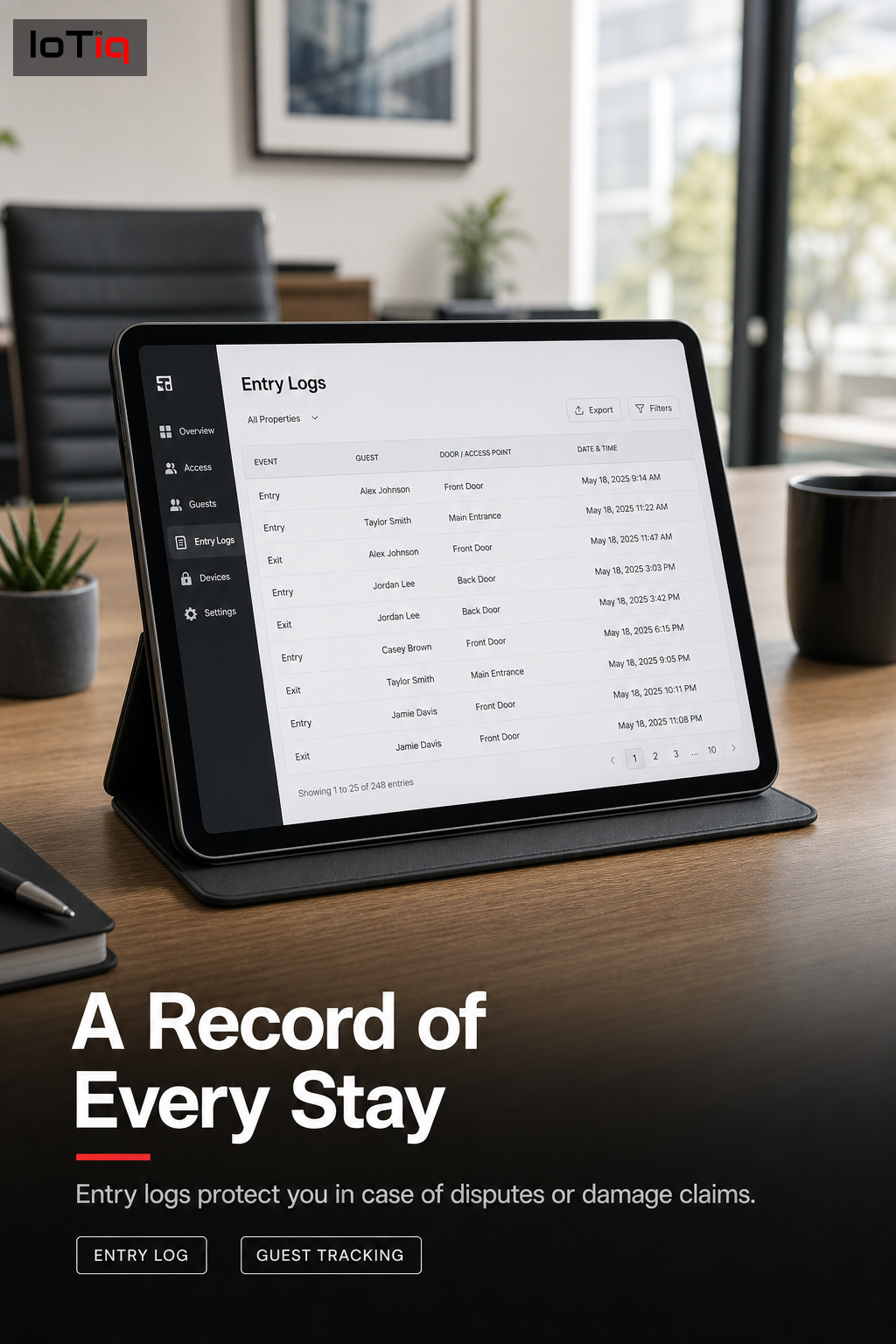 A decibel-only noise sensor placed discreetly in a rental living room.