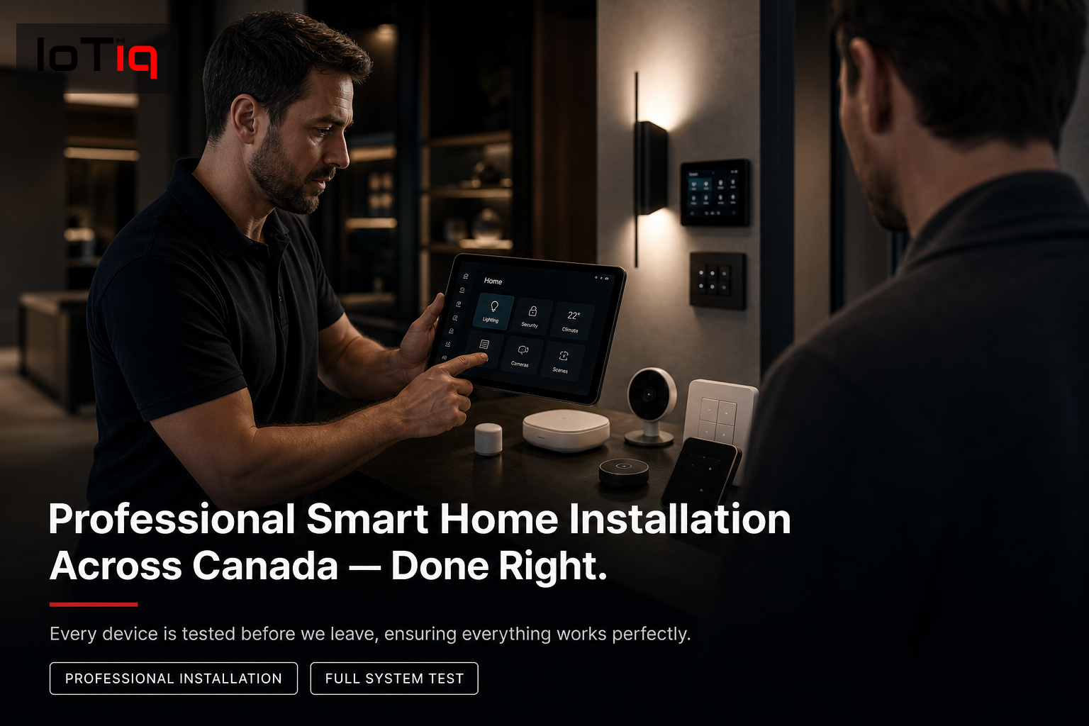 Smart home hub being securely configured with updated firmware