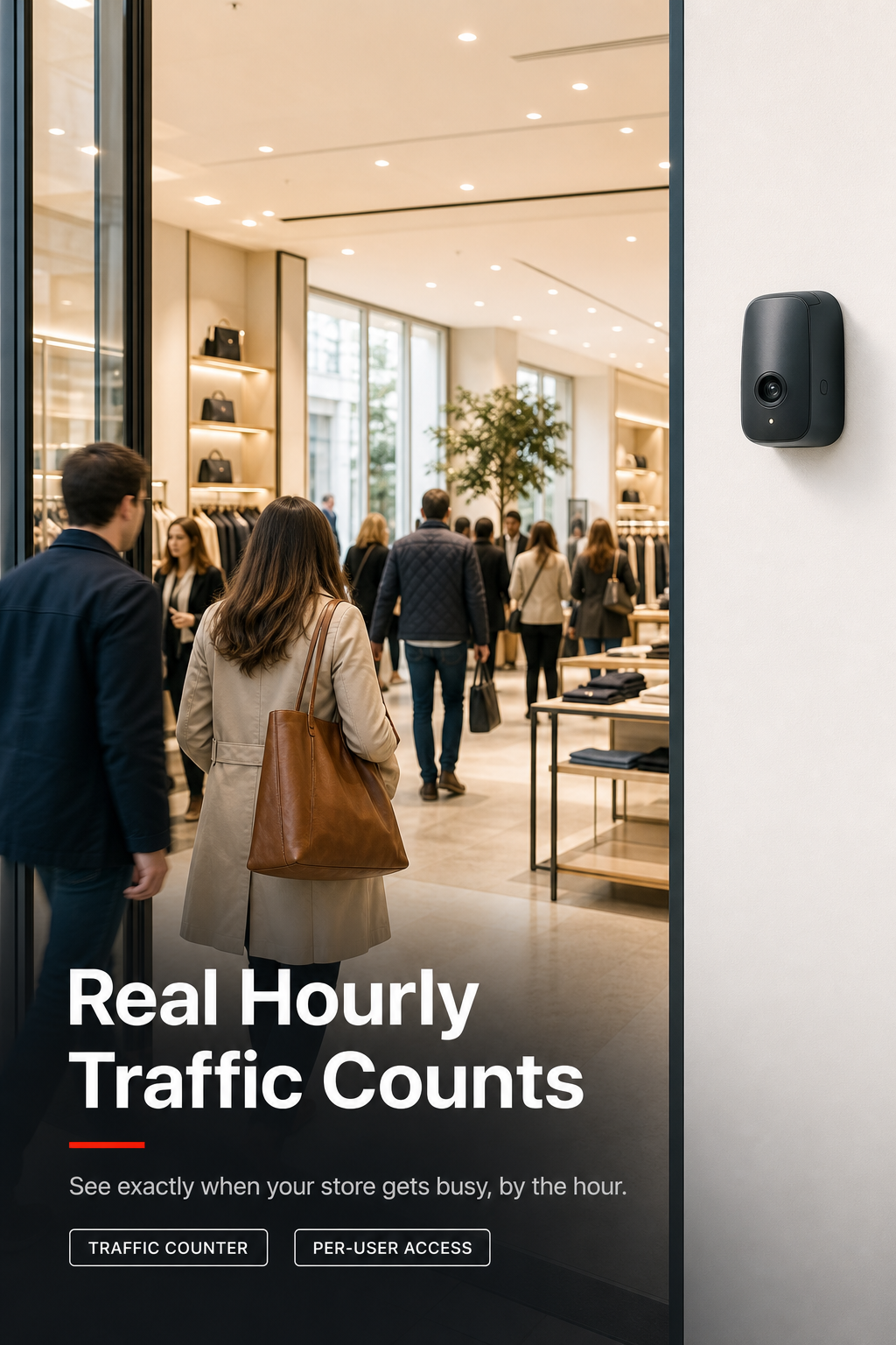 A retail traffic counter mounted above a store entrance.