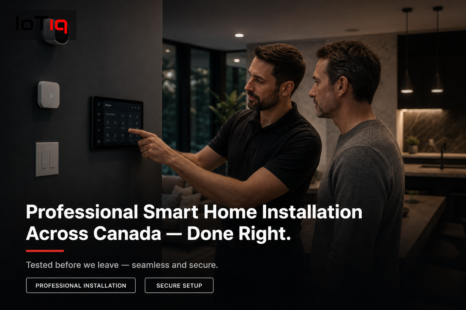 Professional technician installing a smart home security camera