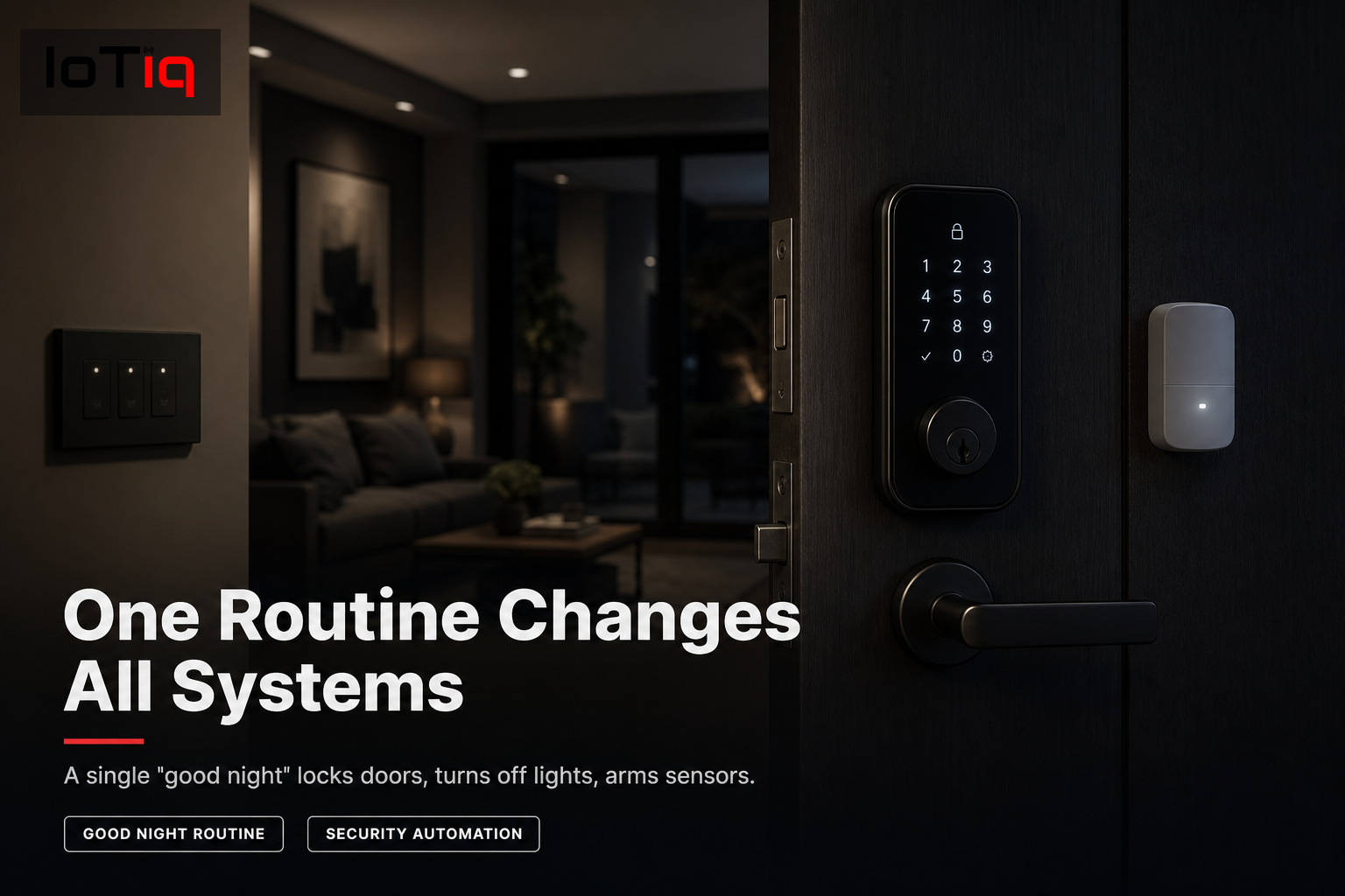 Smart home night routine with security and lighting automation